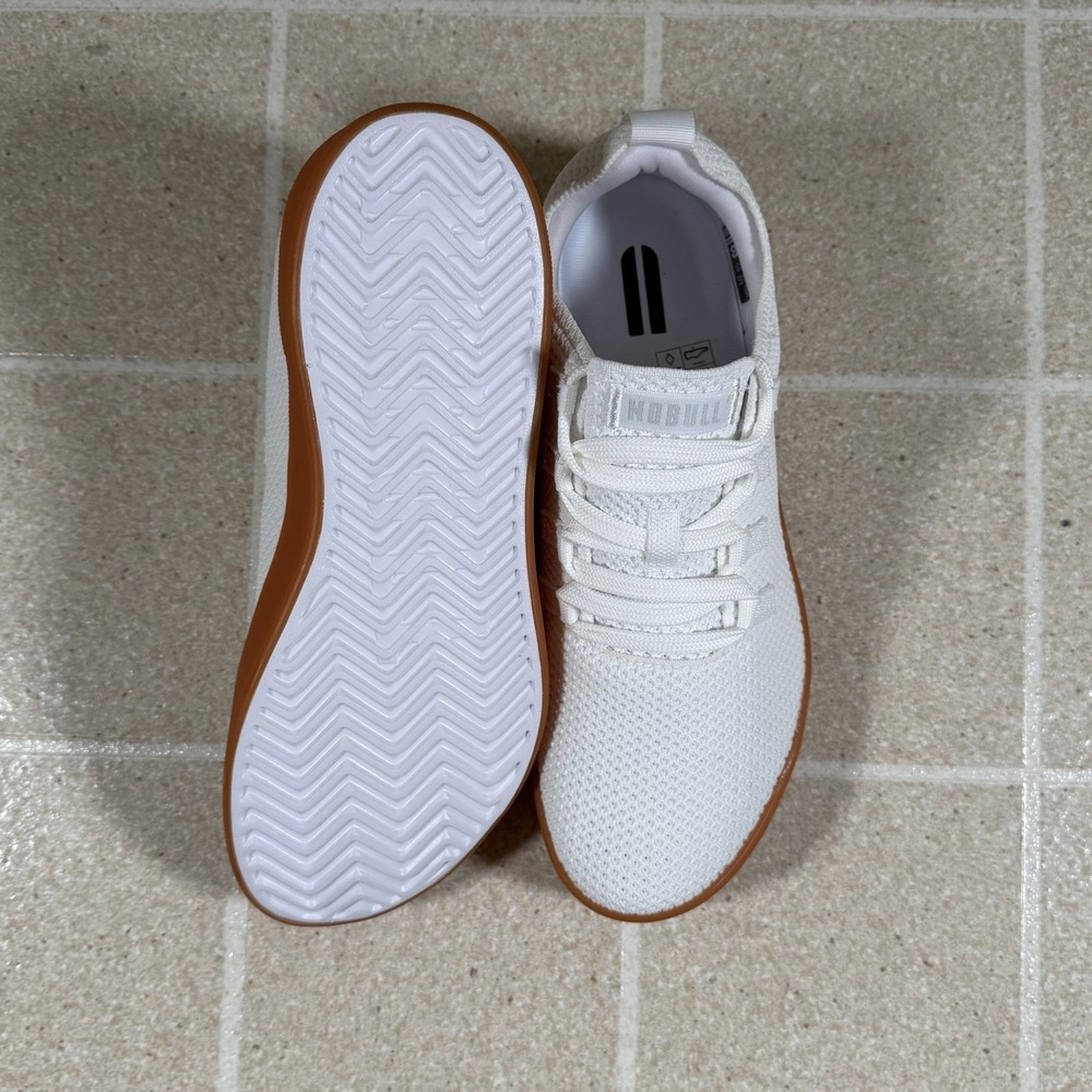 Size 9.5- NOBULL White Knit Trainer Gum Sole - Picture 5 of 8